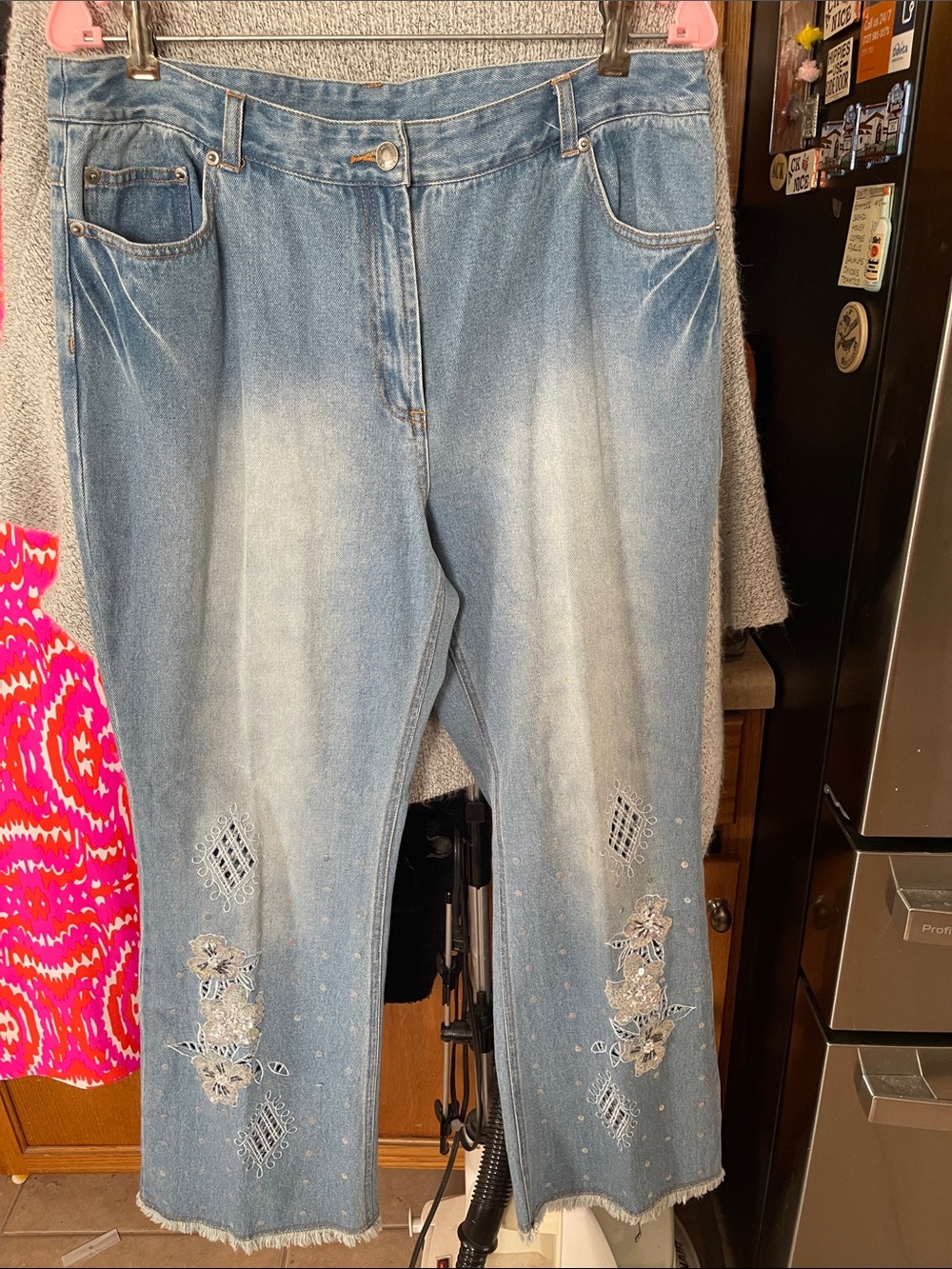 Together Women Embroidered Jeans 34” or Size 14 Raw Hen